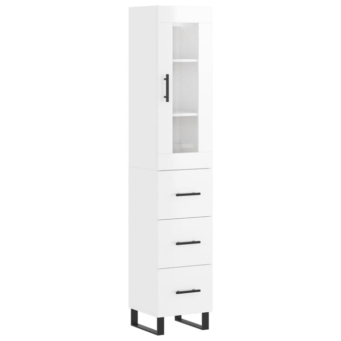 Dulap înalt, alb extralucios, 34,5x34x180 cm, lemn prelucrat WALTI