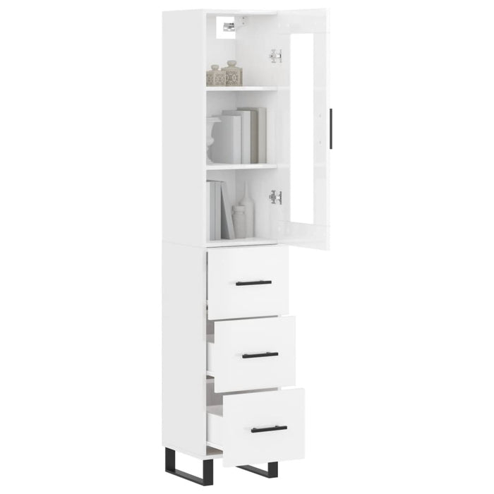 Dulap înalt, alb extralucios, 34,5x34x180 cm, lemn prelucrat WALTI