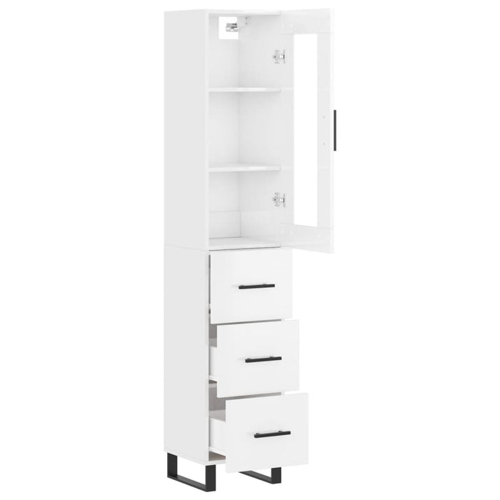 Dulap înalt, alb extralucios, 34,5x34x180 cm, lemn prelucrat WALTI