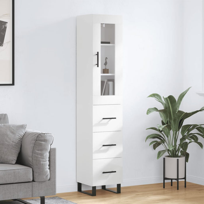 Dulap înalt, alb extralucios, 34,5x34x180 cm, lemn prelucrat WALTI