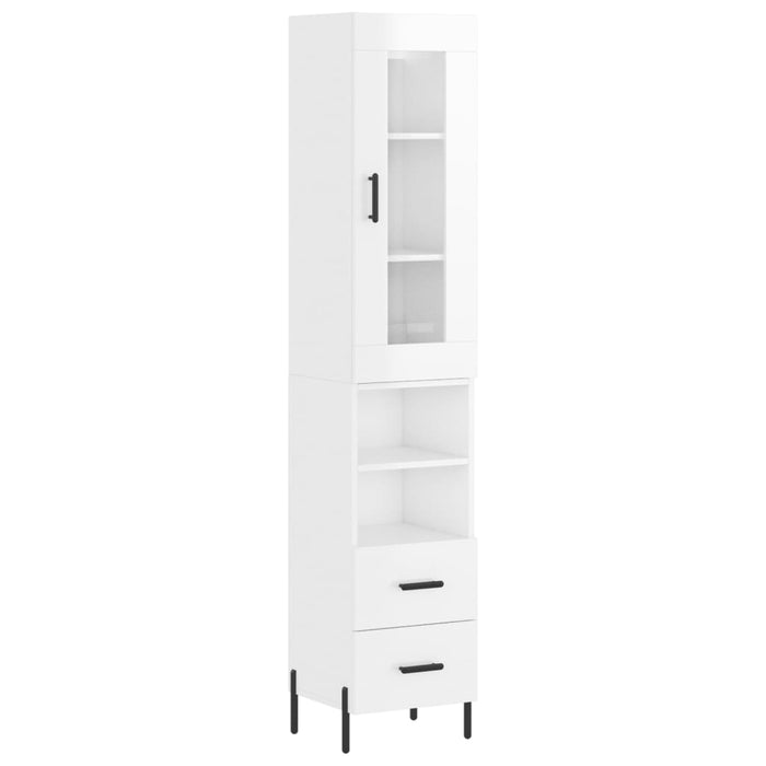 Dulap înalt, alb extralucios, 34,5x34x180 cm, lemn prelucrat WALTI