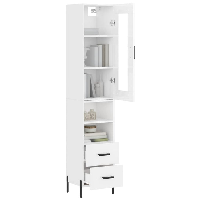 Dulap înalt, alb extralucios, 34,5x34x180 cm, lemn prelucrat WALTI