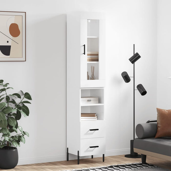 Dulap înalt, alb extralucios, 34,5x34x180 cm, lemn prelucrat WALTI