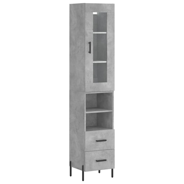Dulap înalt, gri beton, 34,5x34x180 cm, lemn prelucrat - WALTI WALTI