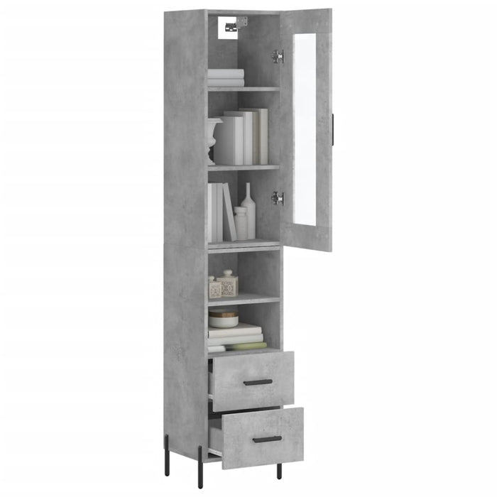 Dulap înalt, gri beton, 34,5x34x180 cm, lemn prelucrat - WALTI WALTI
