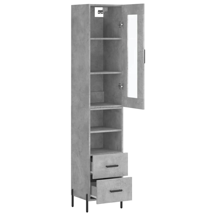Dulap înalt, gri beton, 34,5x34x180 cm, lemn prelucrat - WALTI WALTI