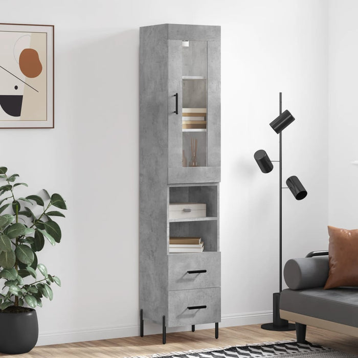 Dulap înalt, gri beton, 34,5x34x180 cm, lemn prelucrat - WALTI WALTI