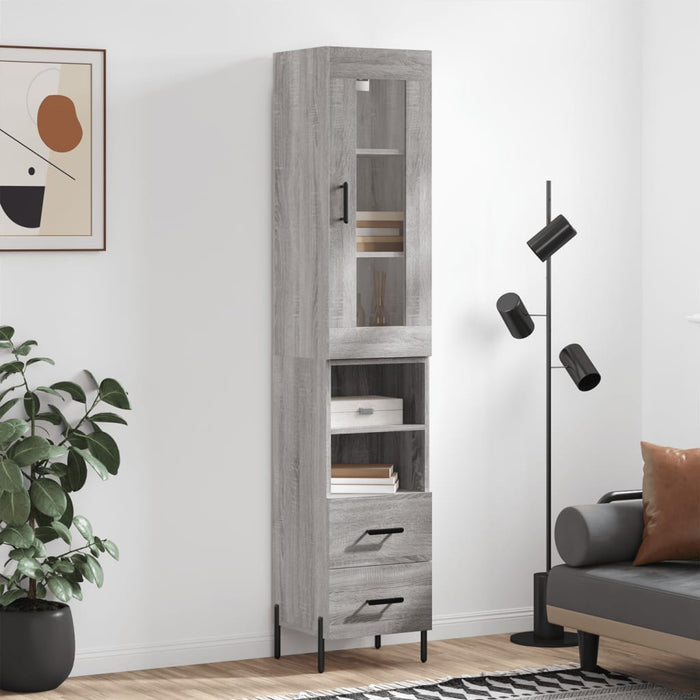 Dulap înalt, gri sonoma, 34,5x34x180 cm, lemn prelucrat WALTI