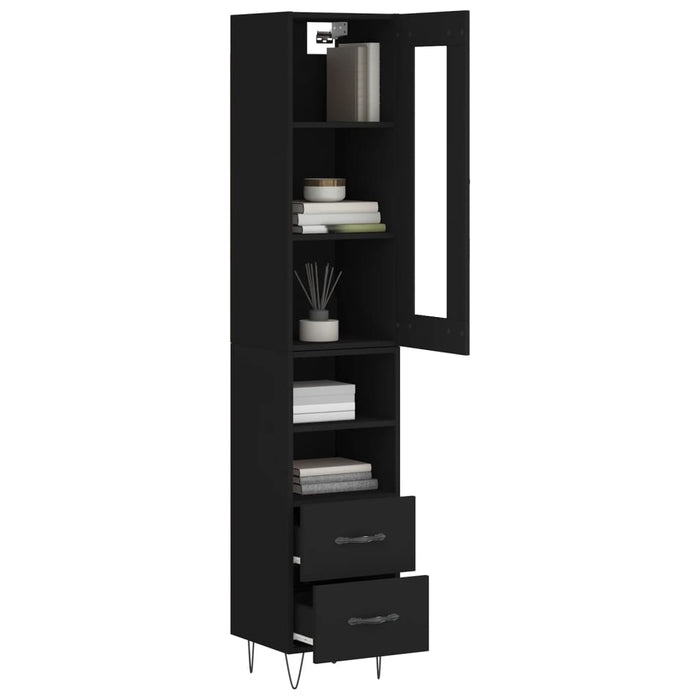 Dulap înalt, negru, 34,5x34x180 cm, lemn prelucrat WALTI