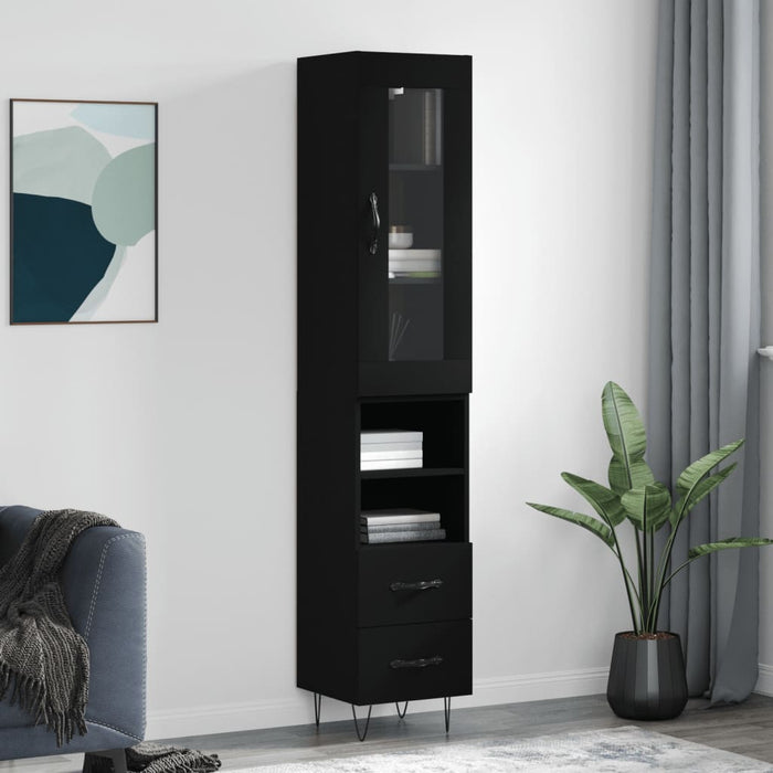 Dulap înalt, negru, 34,5x34x180 cm, lemn prelucrat WALTI