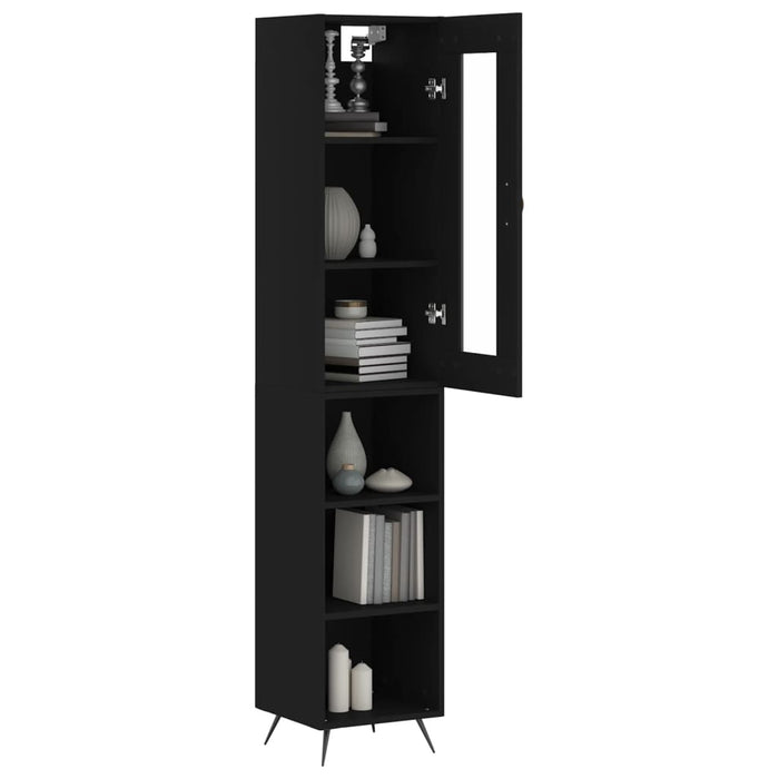 Dulap înalt, negru, 34,5x34x180 cm, lemn prelucrat WALTI