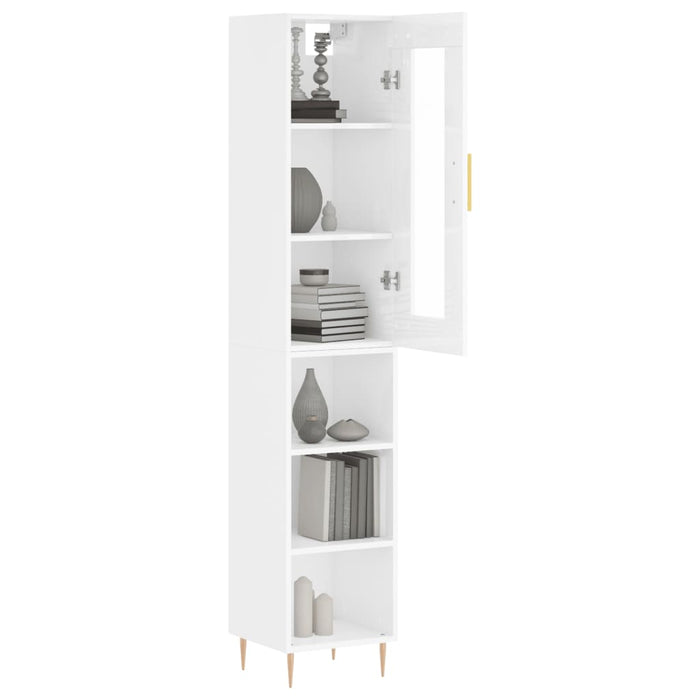 Dulap înalt, alb extralucios, 34,5x34x180 cm, lemn prelucrat WALTI