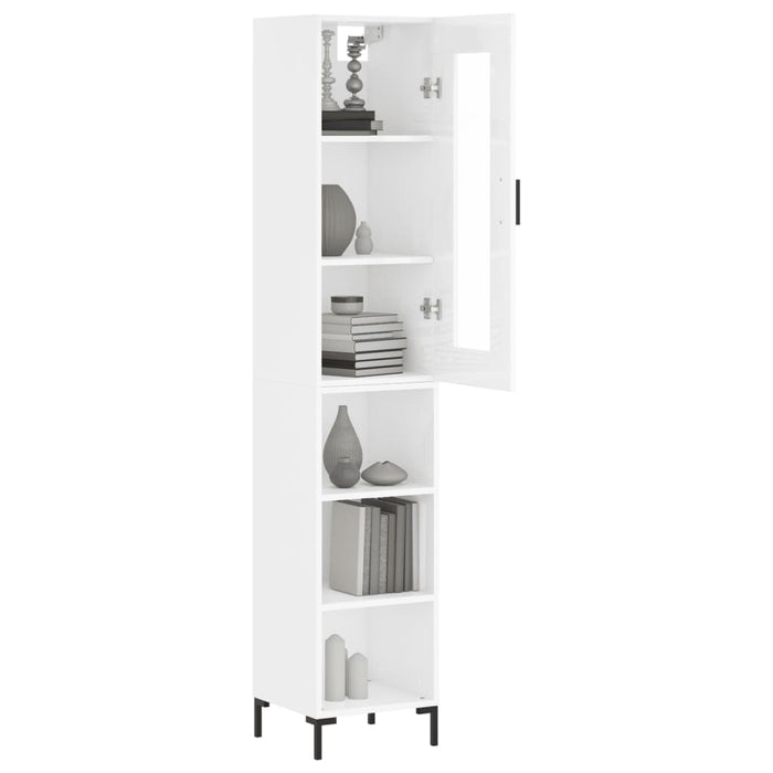 Dulap înalt, alb extralucios, 34,5x34x180 cm, lemn prelucrat WALTI