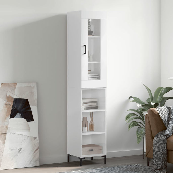 Dulap înalt, alb extralucios, 34,5x34x180 cm, lemn prelucrat WALTI