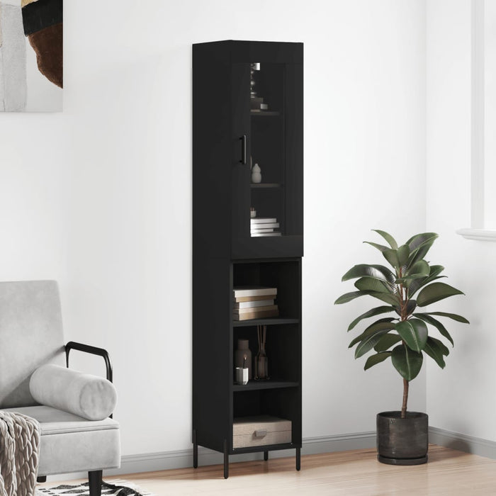 Dulap înalt, negru, 34,5x34x180 cm, lemn prelucrat WALTI
