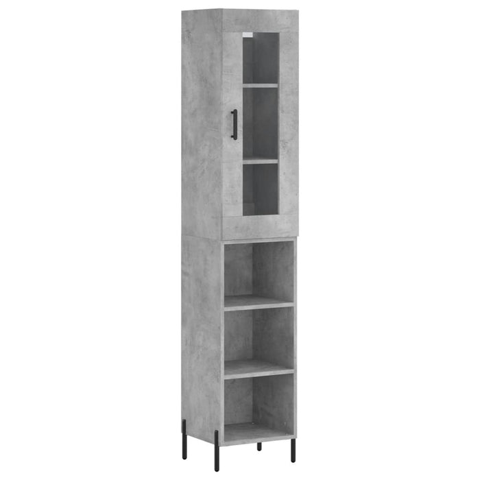 Dulap înalt, gri beton, 34,5x34x180 cm, lemn prelucrat - WALTI WALTI