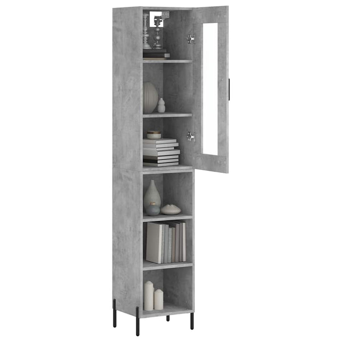Dulap înalt, gri beton, 34,5x34x180 cm, lemn prelucrat - WALTI WALTI