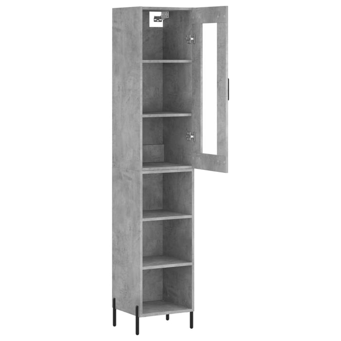 Dulap înalt, gri beton, 34,5x34x180 cm, lemn prelucrat - WALTI WALTI