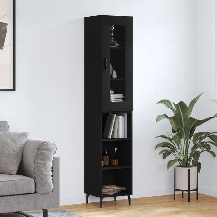 Dulap înalt, negru, 34,5x34x180 cm, lemn prelucrat WALTI