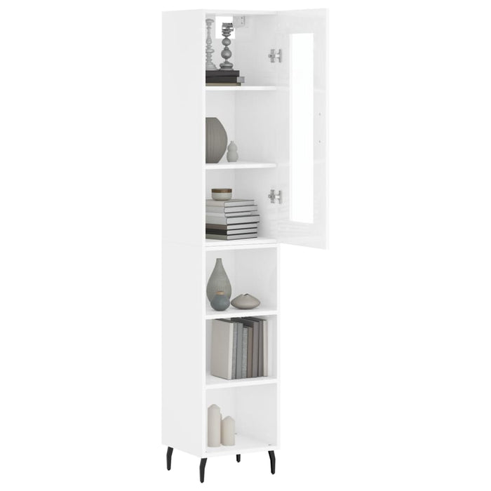 Dulap înalt, alb extralucios, 34,5x34x180 cm, lemn prelucrat WALTI