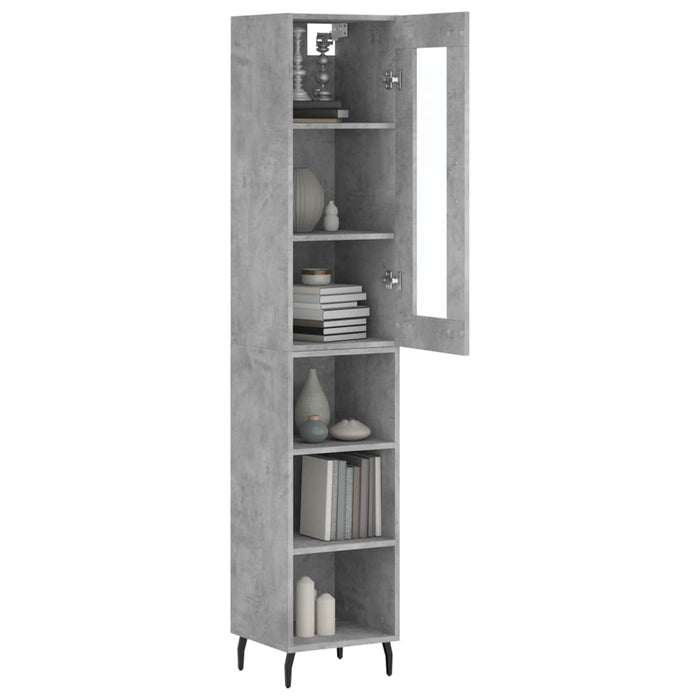 Dulap înalt, gri beton, 34,5x34x180 cm, lemn prelucrat - WALTI WALTI