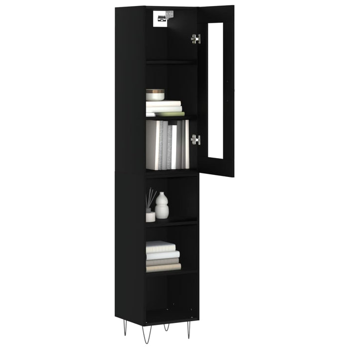 Dulap înalt, negru, 34,5x34x180 cm, lemn prelucrat WALTI
