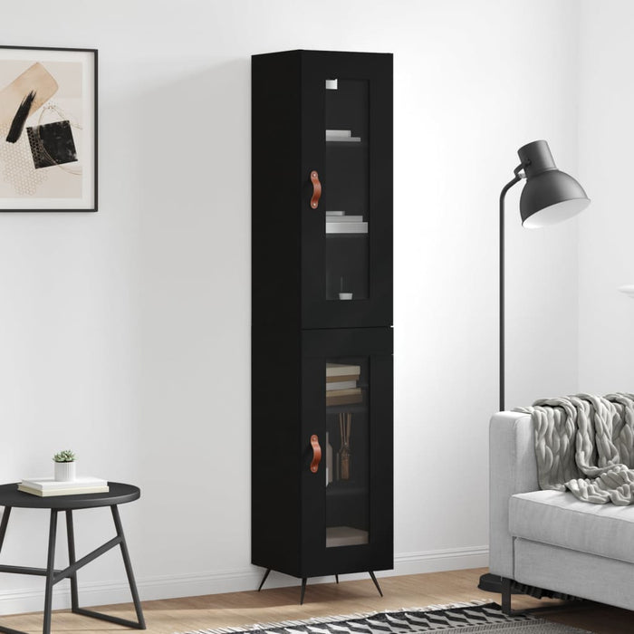 Dulap înalt, negru, 34,5x34x180 cm, lemn prelucrat WALTI