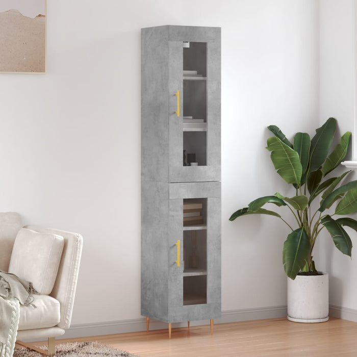 Dulap înalt, gri beton, 34,5x34x180 cm, lemn prelucrat - WALTI WALTI