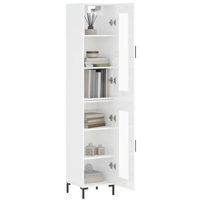 Dulap înalt, alb extralucios, 34,5x34x180 cm, lemn prelucrat WALTI