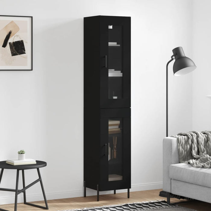 Dulap înalt, negru, 34,5x34x180 cm, lemn prelucrat WALTI