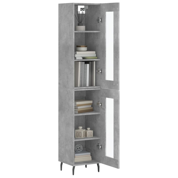 Dulap înalt, gri beton, 34,5x34x180 cm, lemn prelucrat - WALTI WALTI