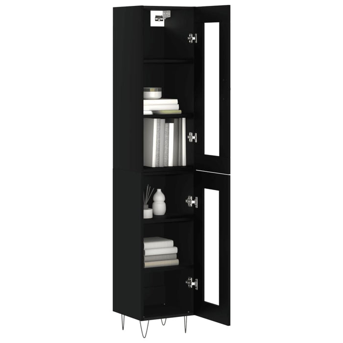Dulap înalt, negru, 34,5x34x180 cm, lemn prelucrat WALTI