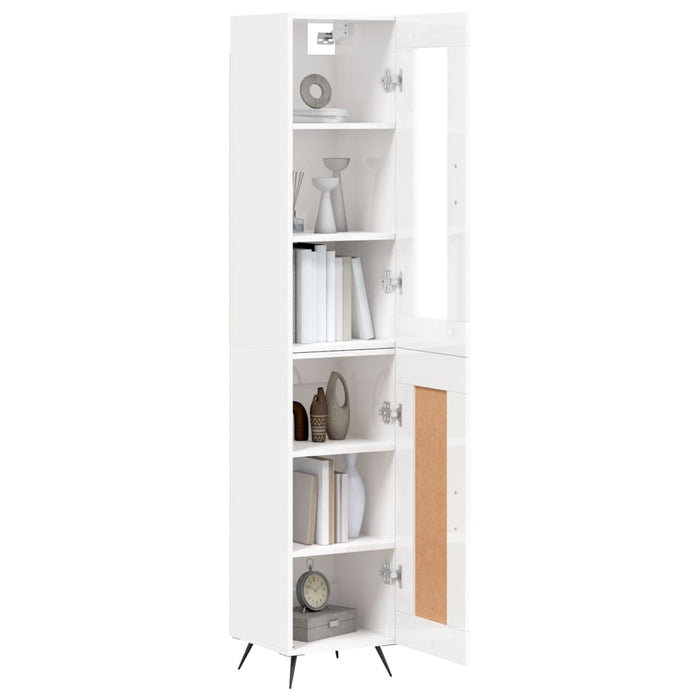 Dulap înalt, alb extralucios, 34,5x34x180 cm, lemn prelucrat WALTI