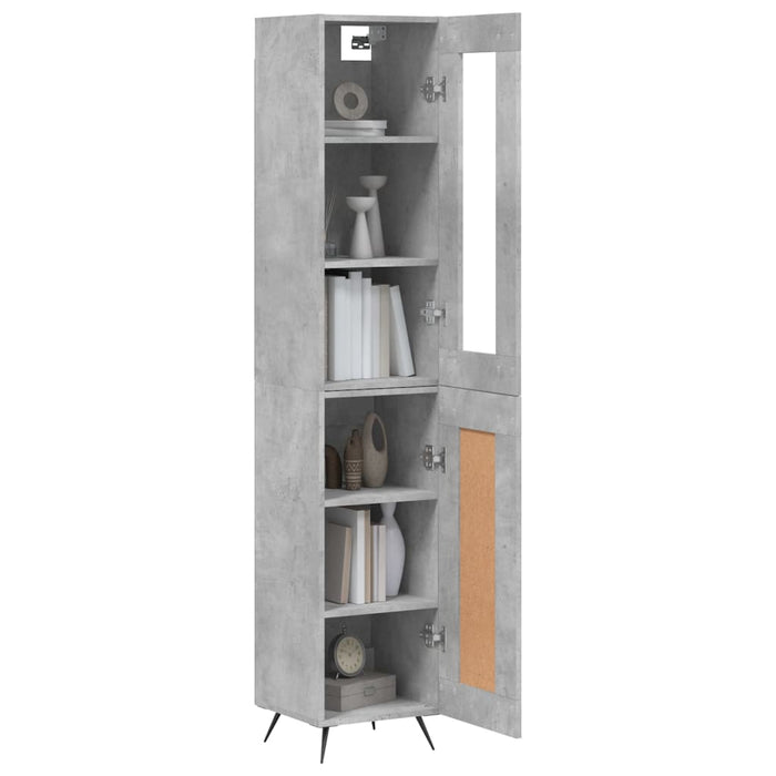 Dulap înalt, gri beton, 34,5x34x180 cm, lemn prelucrat WALTI