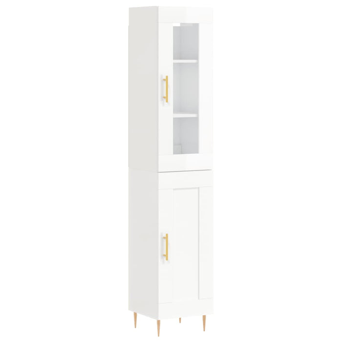Dulap înalt, alb extralucios, 34,5x34x180 cm, lemn prelucrat WALTI