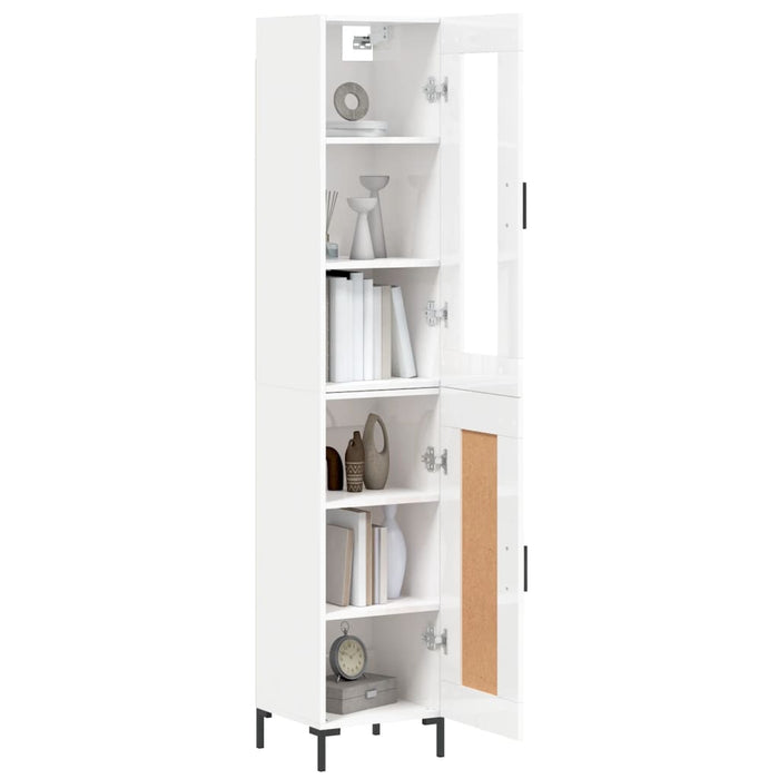 Dulap înalt, alb extralucios, 34,5x34x180 cm, lemn prelucrat WALTI