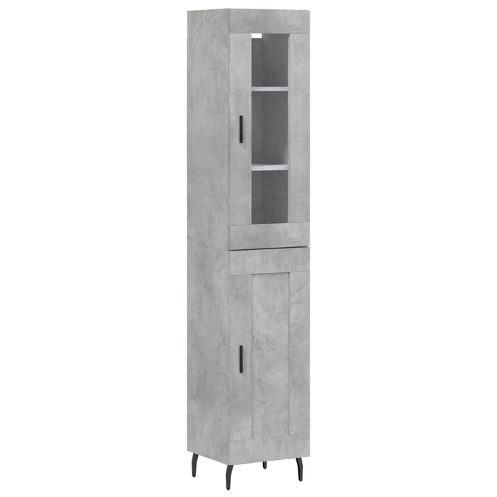 Dulap înalt, gri beton, 34,5x34x180 cm, lemn prelucrat - WALTI WALTI