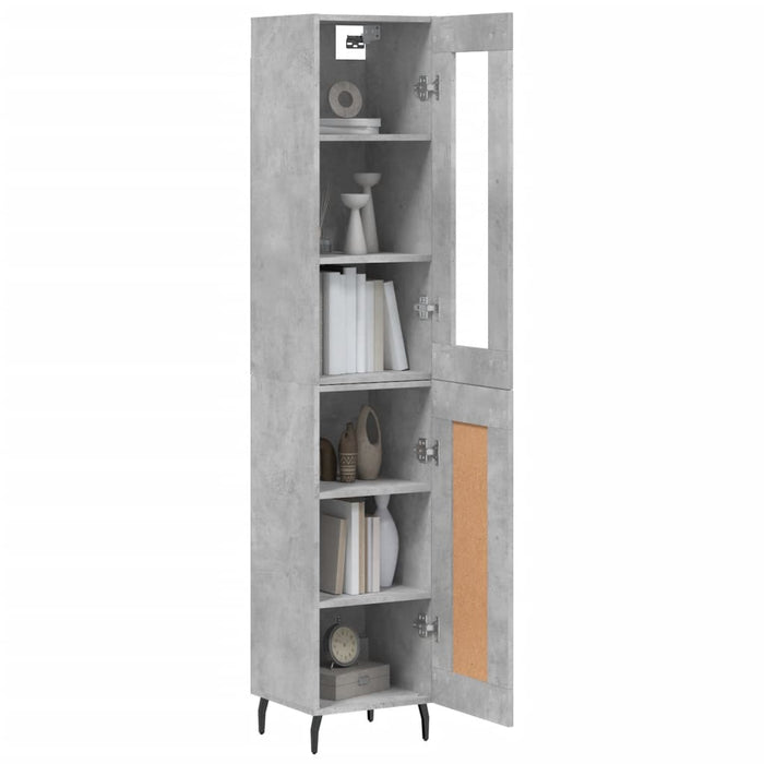 Dulap înalt, gri beton, 34,5x34x180 cm, lemn prelucrat - WALTI WALTI