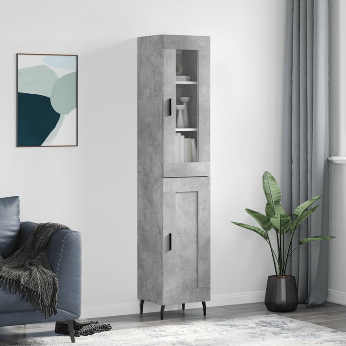 Dulap înalt, gri beton, 34,5x34x180 cm, lemn prelucrat - WALTI WALTI