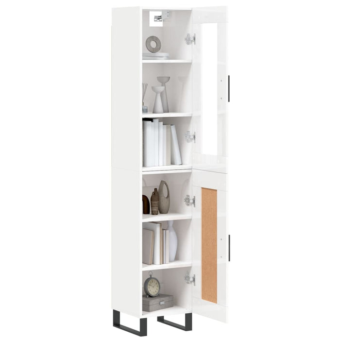 Dulap înalt, alb extralucios, 34,5x34x180 cm, lemn prelucrat WALTI