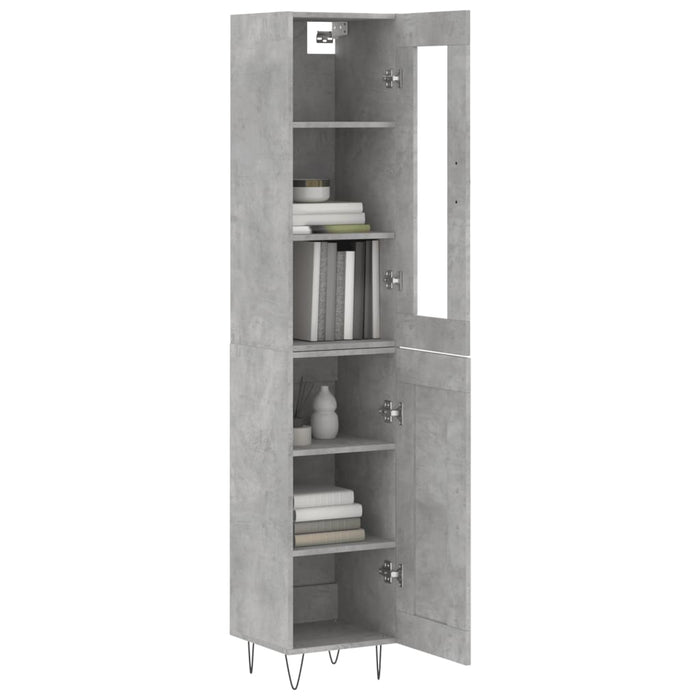 Dulap înalt, gri beton, 34,5x34x180 cm, lemn prelucrat WALTI