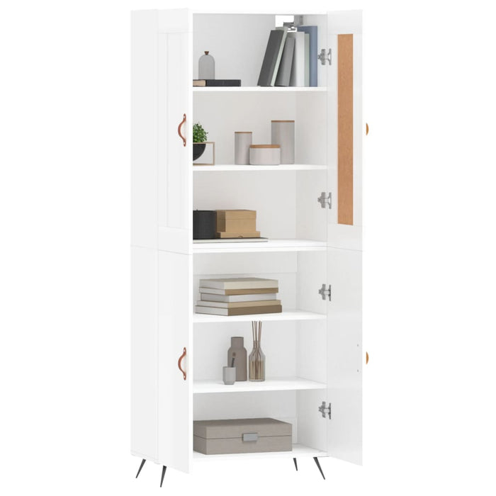 Dulap înalt, alb extralucios, 69,5x34x180 cm, lemn compozit WALTI