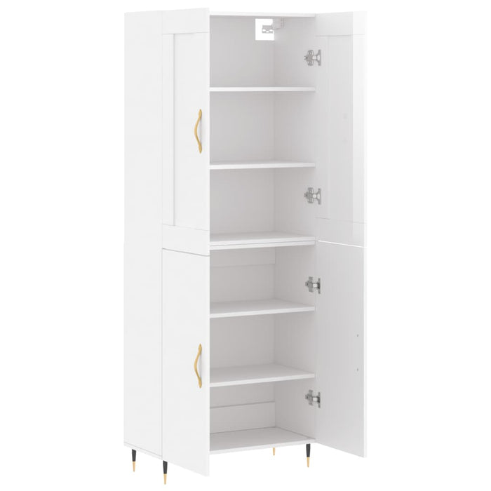 Dulap înalt, alb extralucios, 69,5x34x180 cm, lemn compozit WALTI