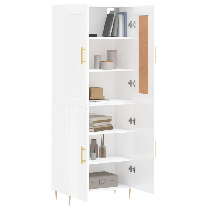 Dulap înalt, alb extralucios, 69,5x34x180 cm, lemn compozit WALTI