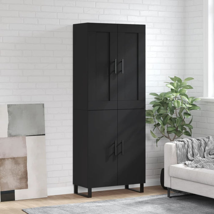 Dulap înalt, negru, 69,5x34x180 cm, lemn compozit WALTI
