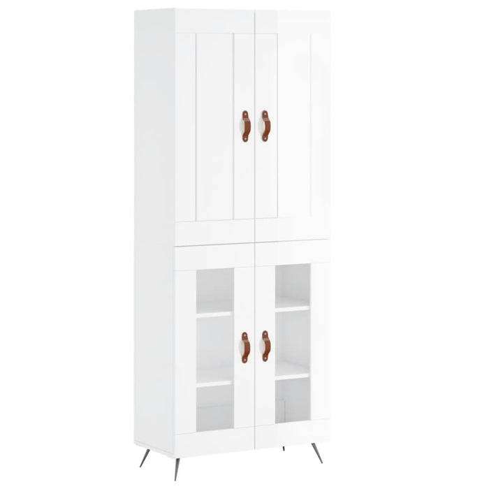 Dulap înalt, alb extralucios, 69,5x34x180 cm, lemn compozit WALTI