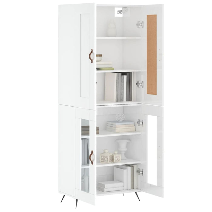 Dulap înalt, alb extralucios, 69,5x34x180 cm, lemn compozit WALTI