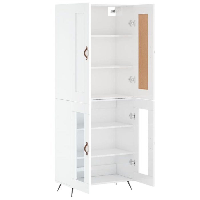 Dulap înalt, alb extralucios, 69,5x34x180 cm, lemn compozit WALTI