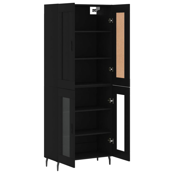 Dulap înalt, negru, 69,5x34x180 cm, lemn compozit WALTI