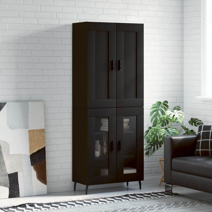 Dulap înalt, negru, 69,5x34x180 cm, lemn compozit WALTI
